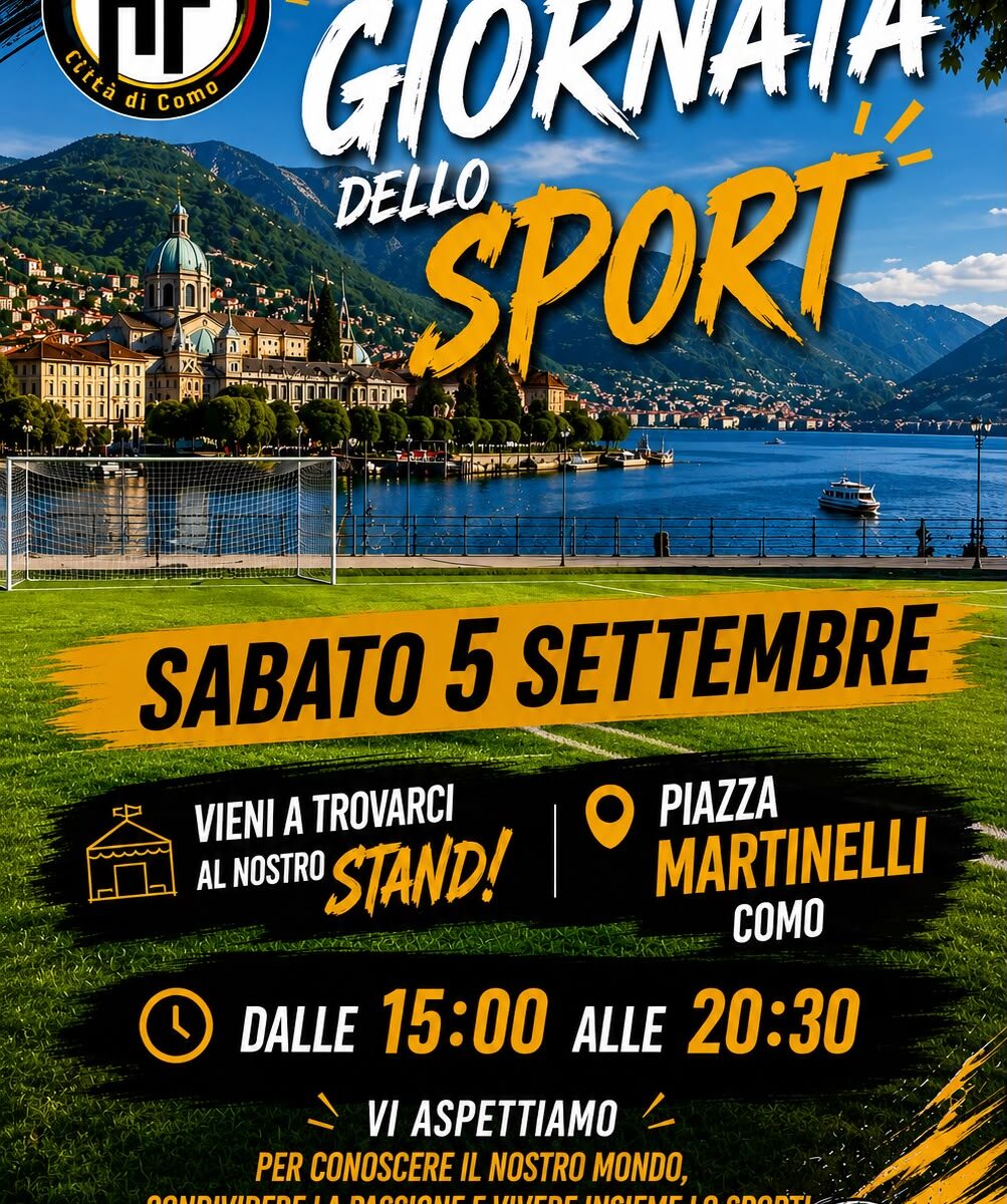 Locandina della Giornata dello Sport, sabato 5 settembre in piazza Martinelli a Como, dalle 15 alle 20.30